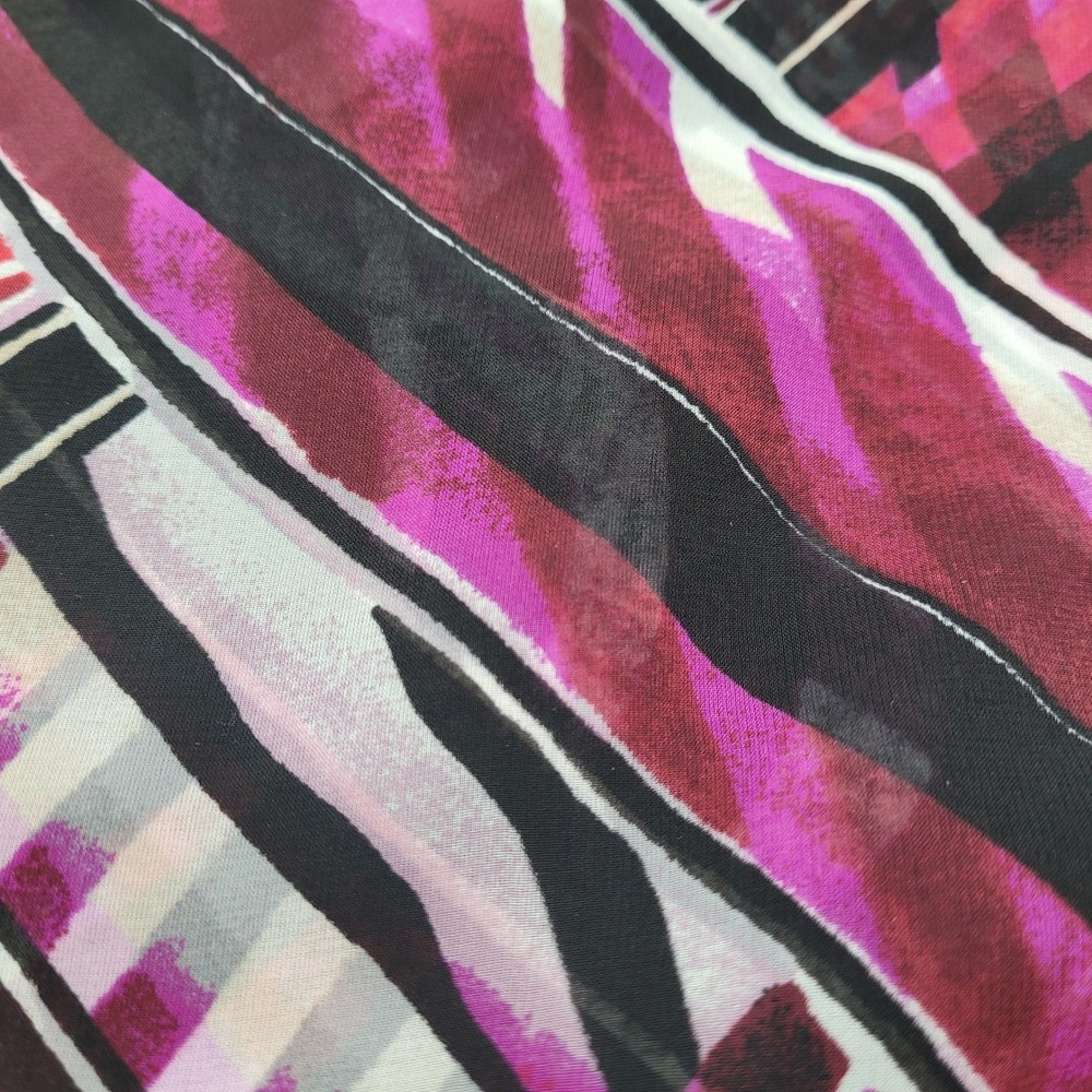White House Black Market Womens Small Plum Geometric Abstract Faux Wrap Blouse - Picture 7 of 13